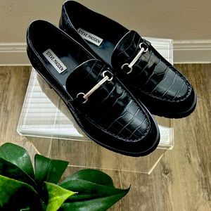 Steve Madden Black Croc-embossed Loafers